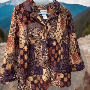 Napa Valley Jacket 1X Button Down Floral Boho Cottage Core